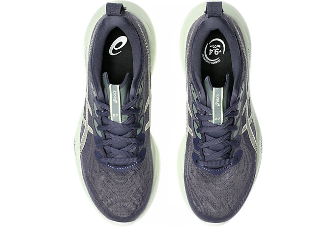 top view of asics cumulus 27 running shoe for women