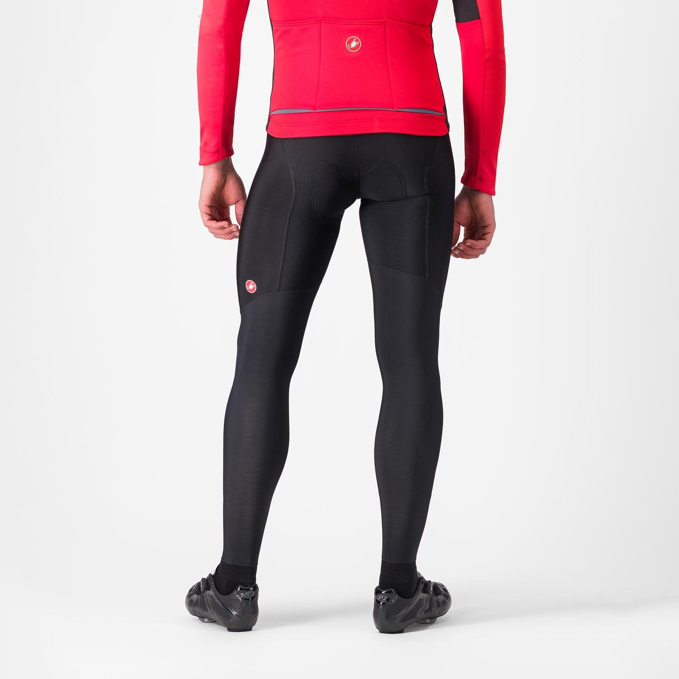 man wearing castelli competizione bibtight for men, black colour, showing back