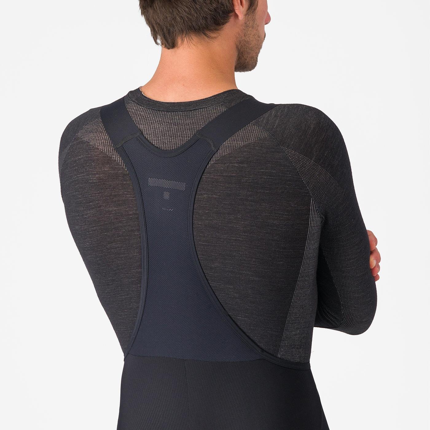 castelli competizione bibtight for men, showing back straps, black