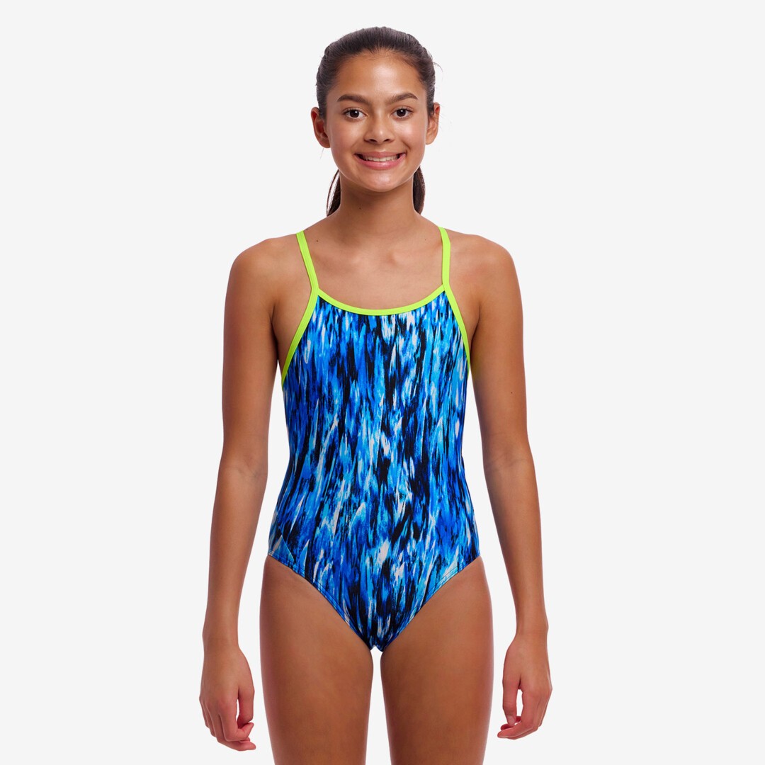 funkita swimwear for girls, diamond back style, wing streak pattern