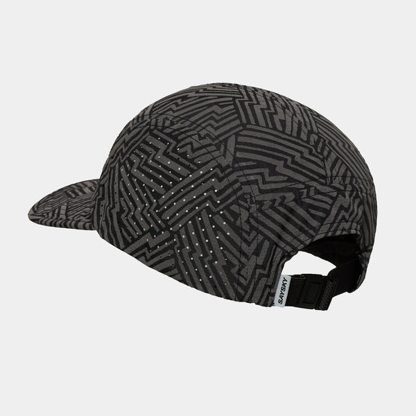Black running cap from SAYSKY with 360 reflective fabric, showing back details