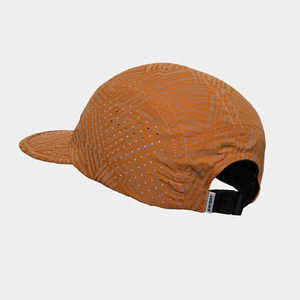 Orange running cap from SAYSKY with 360 reflective fabric, showing back