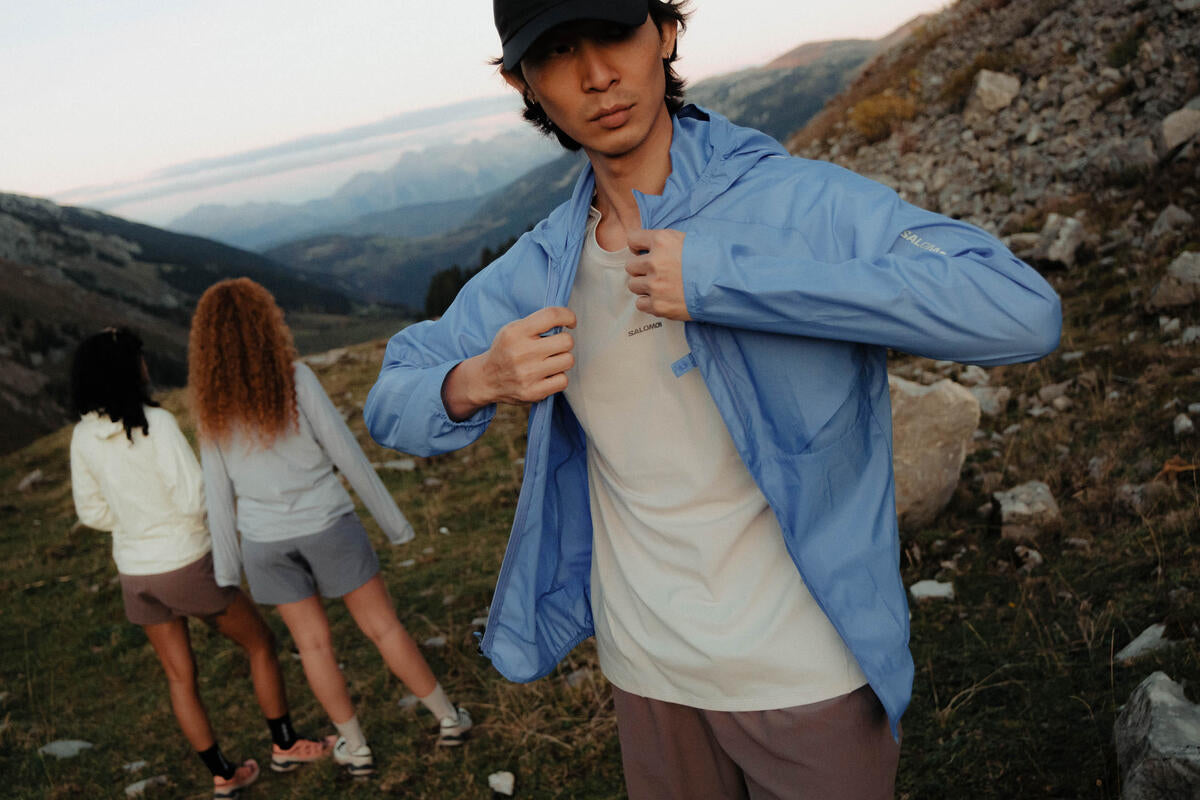 Man wearing Salomon Bonatti Trail Running Jacket