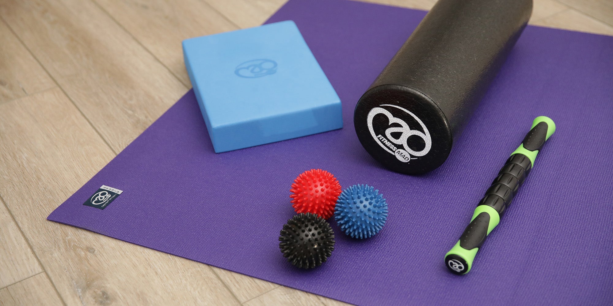MAD yoga accessories, foam rollers, massage rollers, spikey balls, blocks and mats perfect for run recovery