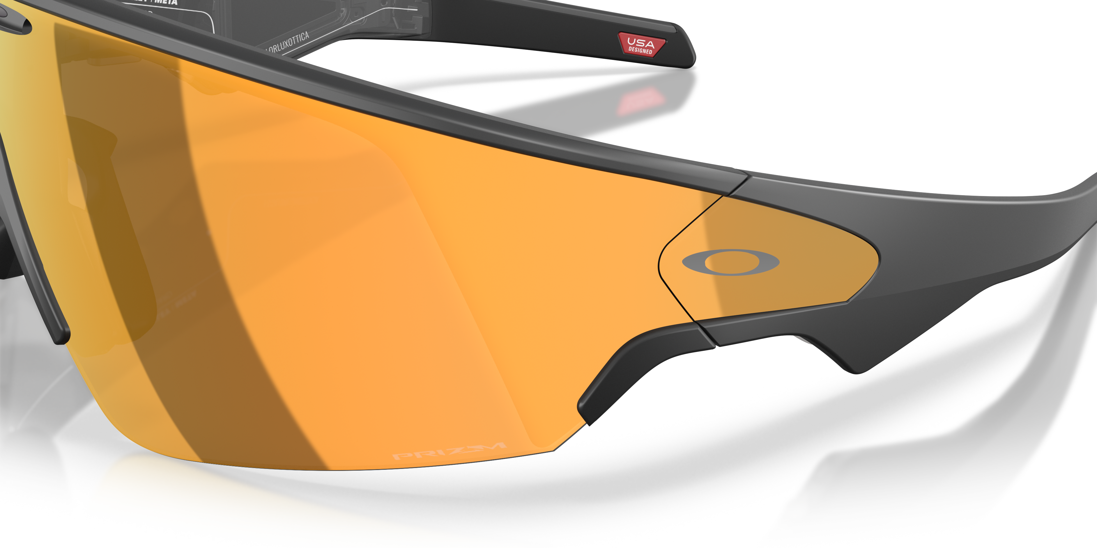 oakley meta vanguard ai glasses for running in prizm 24k bronze, close up