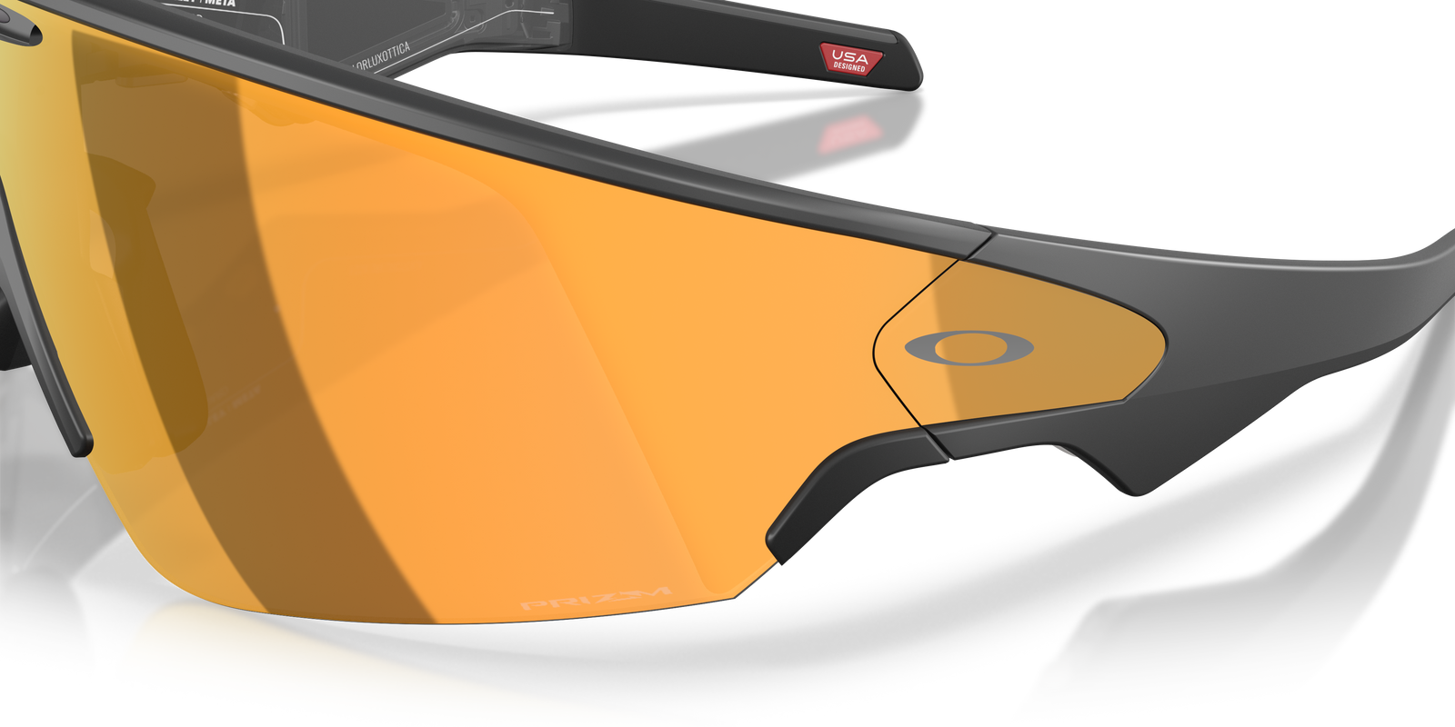oakley meta vanguard ai glasses for running in prizm 24k bronze, close up
