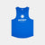 saysky logo combat pro singlet for men, lightweight moisutre wicking tank top, royal blue colour with white logo, front of tank