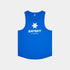 saysky logo combat pro singlet for men, lightweight moisutre wicking tank top, royal blue colour with white logo, front of tank