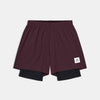 saysky pace 2-in-1 runnning short for men in burgundy, comfortable running short with pockets, shorts on white background