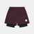 saysky pace 2-in-1 runnning short for men in burgundy, comfortable running short with pockets, shorts on white background