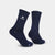 SAYSKY unisex running socks, cushioned and breathable sock for running, navy socks with white logo details, image of SAYSKY socks on a white background