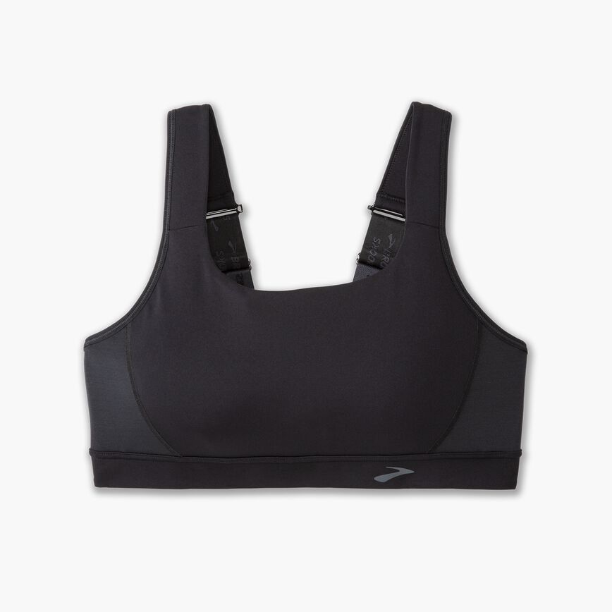Black sports bra with brooks branding