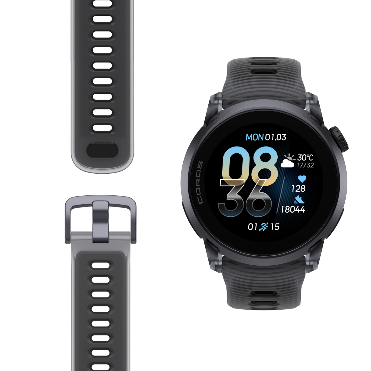 coros pace 4 smart watch in aluminium, black colour, with strap