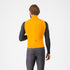 Man wearing Castelli Espresso Vest in orange colour, showing back, with other castelli cycling gear
