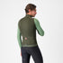 man wearing castelli espresso vest for wind protection while cycling, dark green colour, showing back