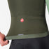 man wearing castelli espresso vest for wind protection while cycling, dark green colour, close up of back