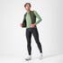 man wearing castelli espresso vest for wind protection while cycling, dark green colour, zip open