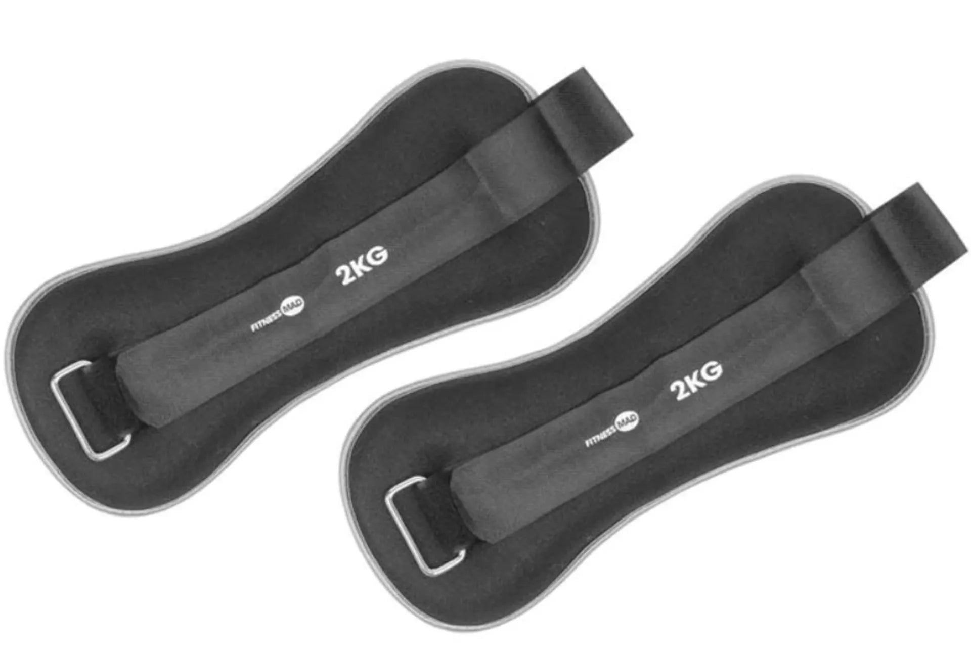 Pair of black ankle weights labeled '2KG' 