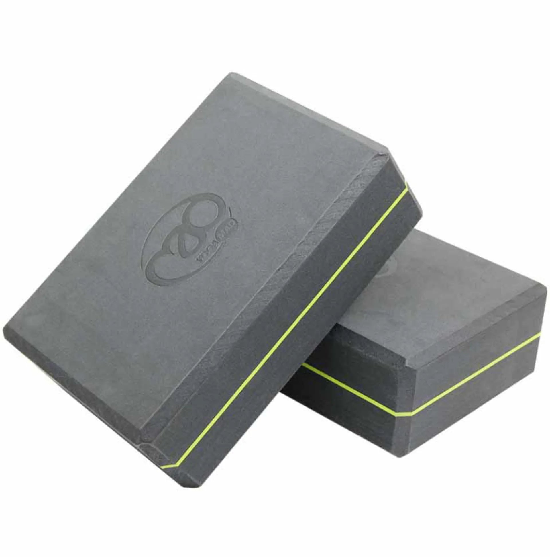 fitness mad yoga block grey with lime green line