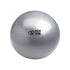 Silver exercise ball with size and weight information