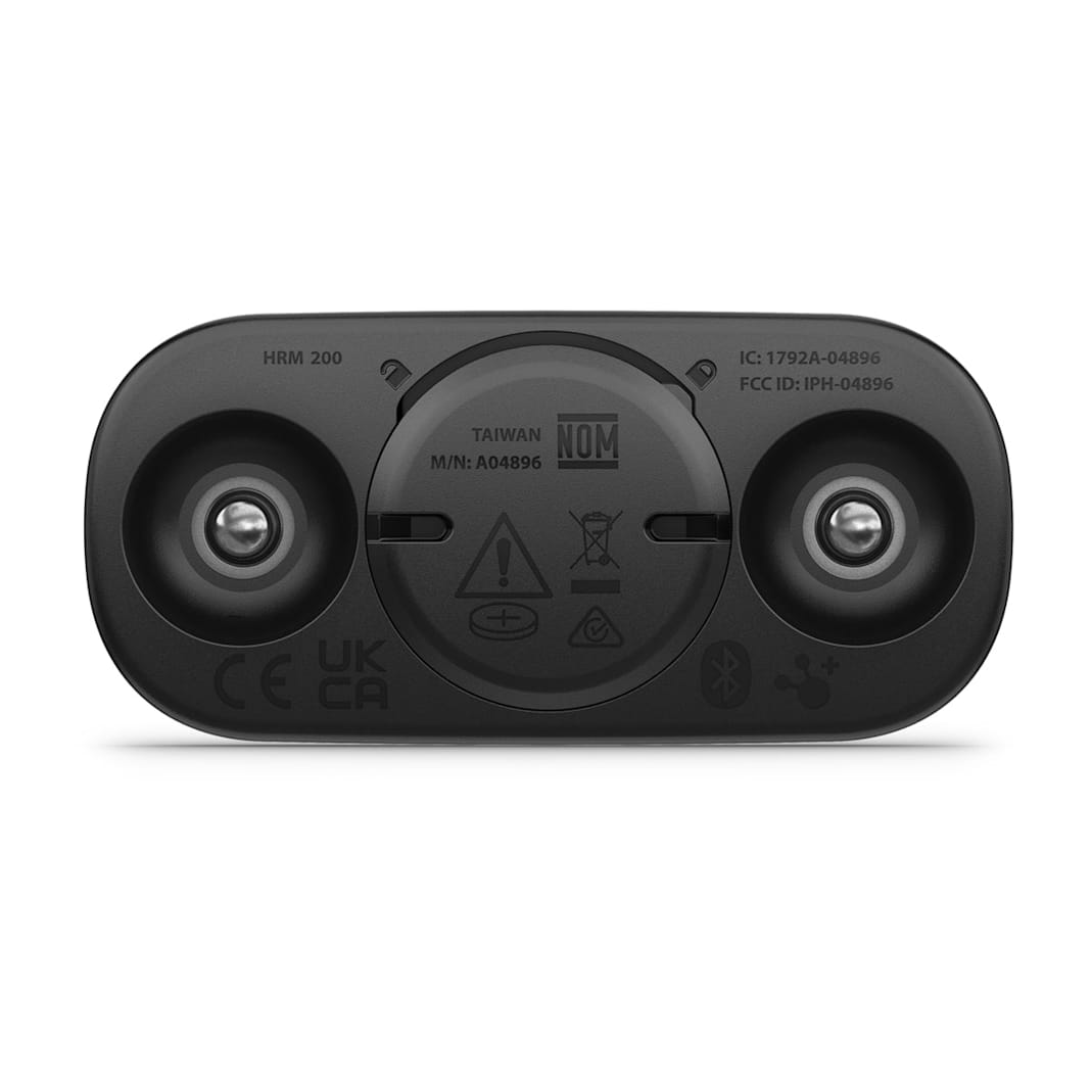 Black Garmin heart rate monitor device back sensor