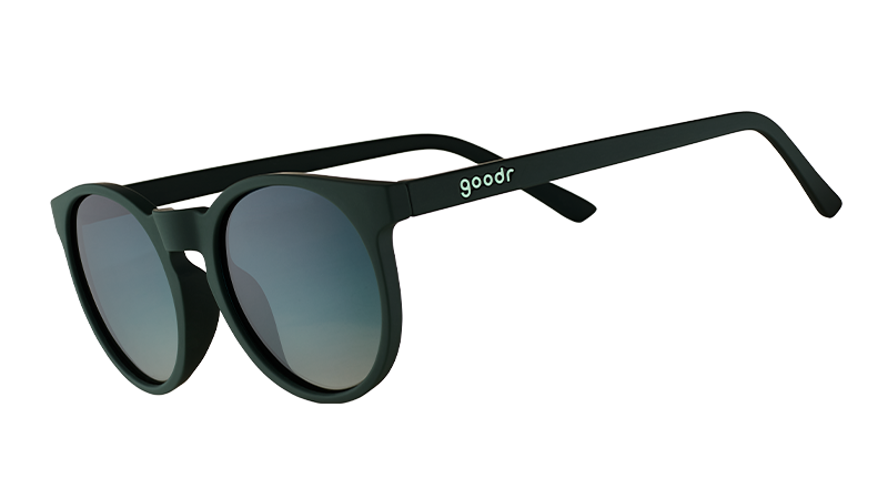 Dark green goodr circle g sunglasses with blue green lens