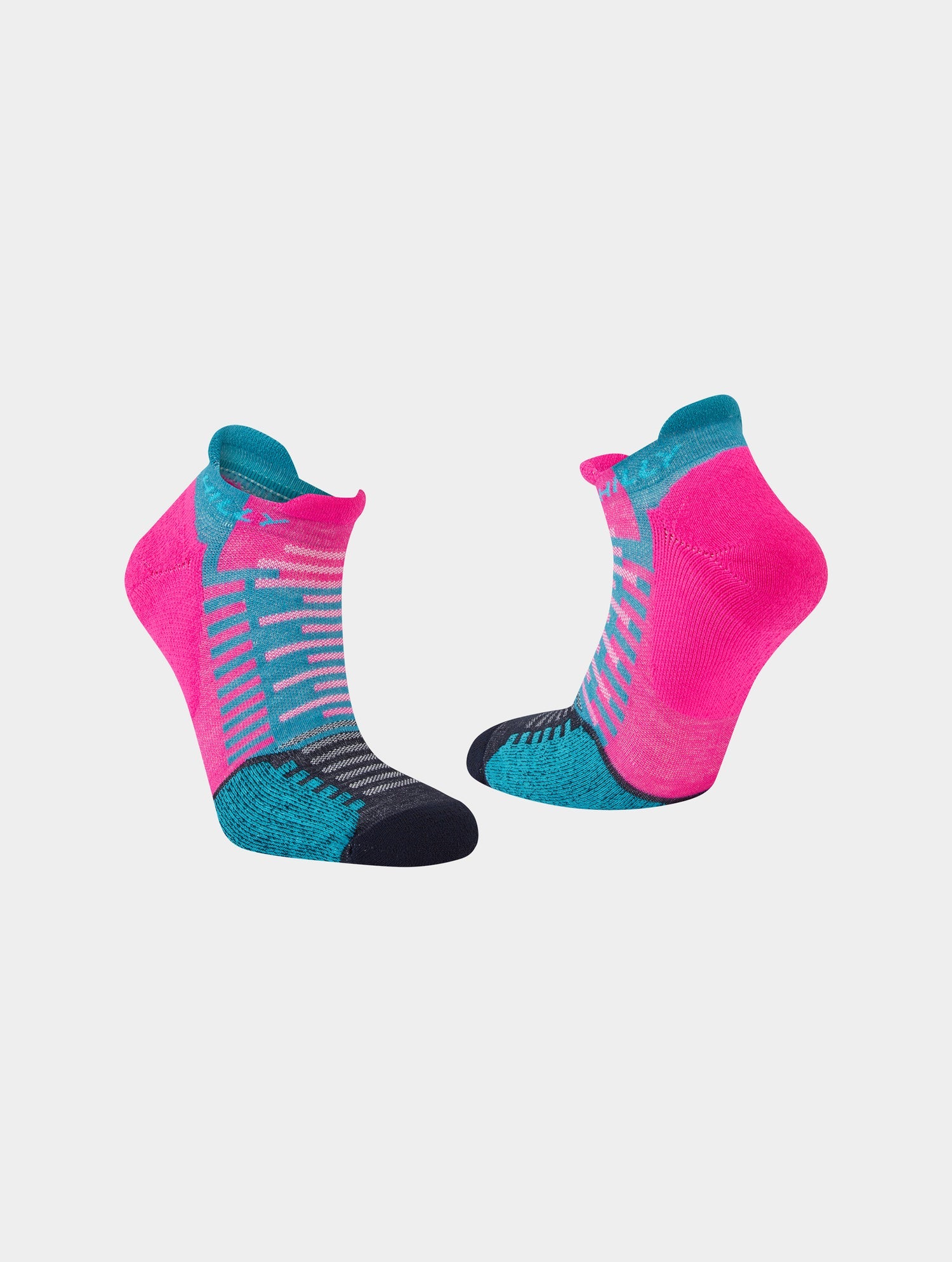 Hilly Socks, running socks, socklet length, pink and blue colour
