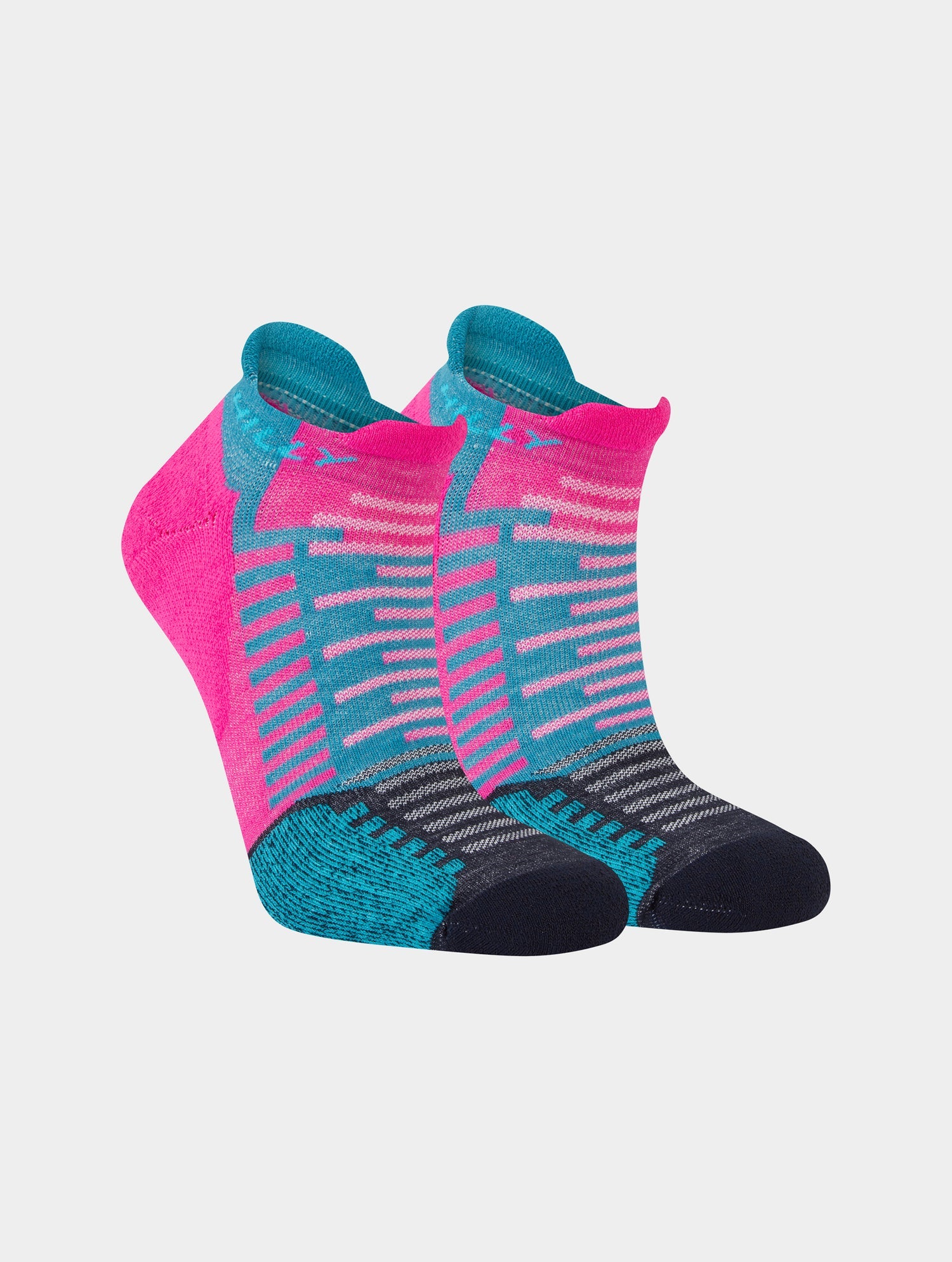 Hilly Socks, running socks, socklet length, pink and blue colour