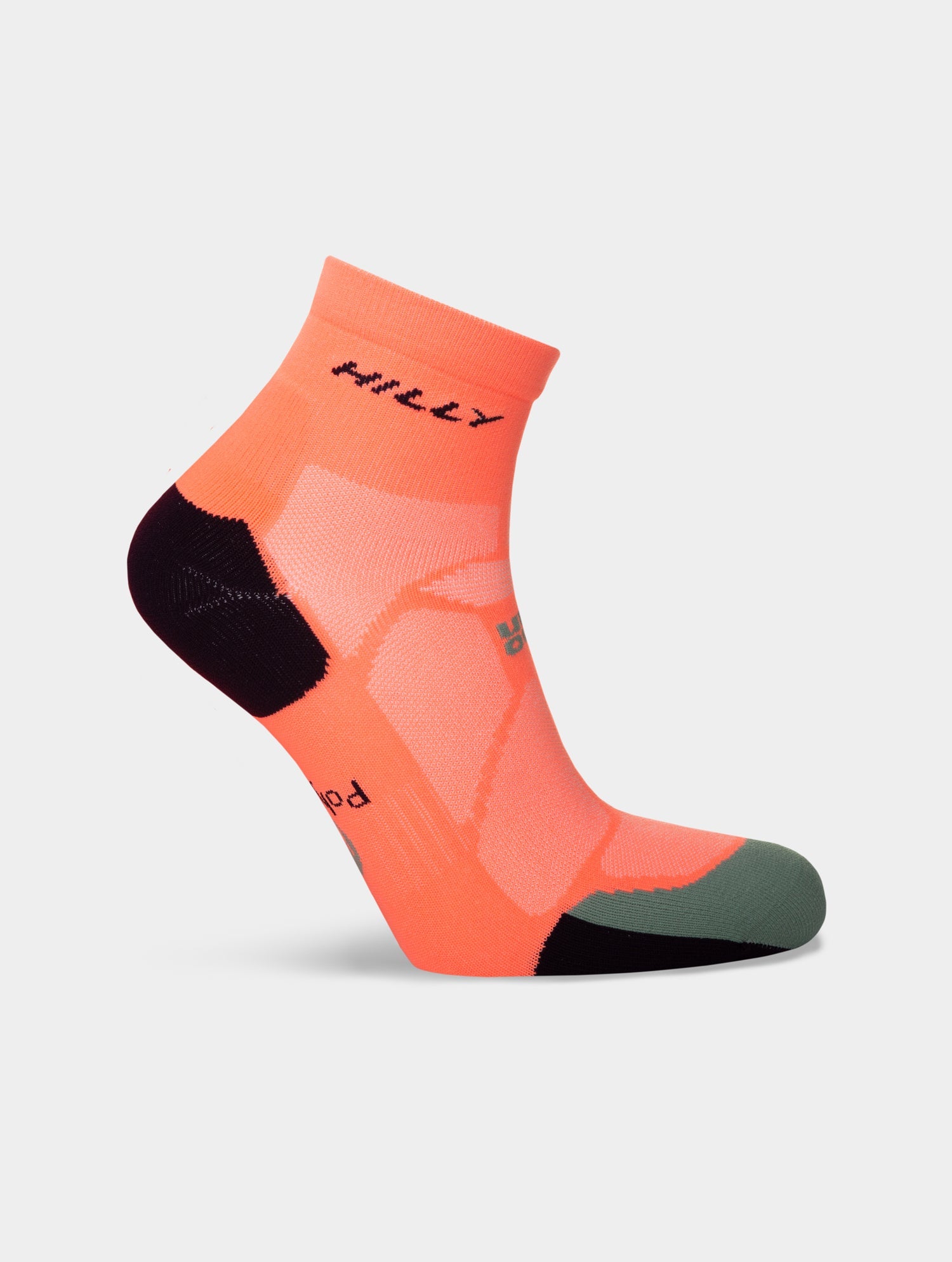 Hilly Socks Marathon Fresh Running Socks orange colour, ankle length, side view