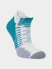 Hilly Socks, running socks, socklet length, teal and white colour