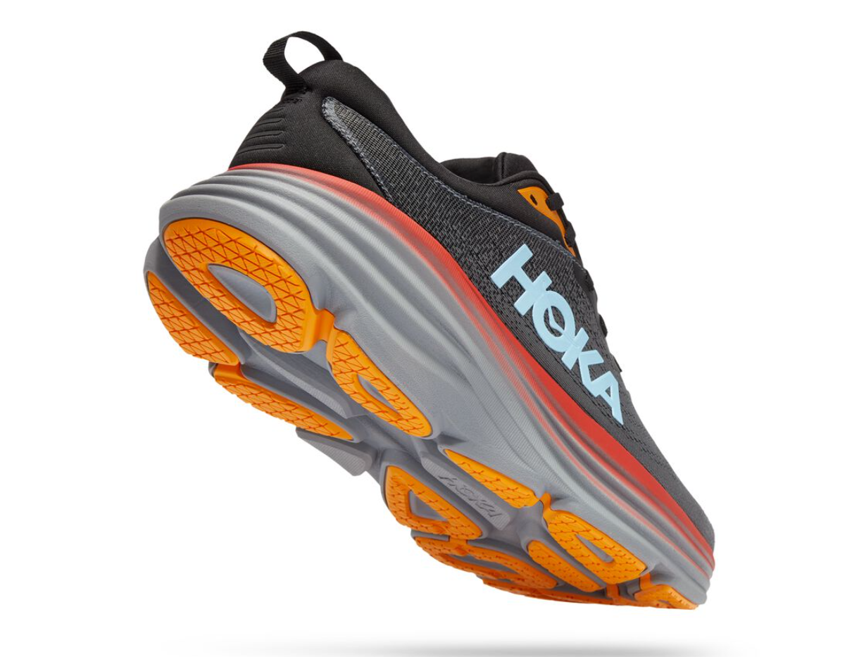 Grey with yellow sole Hoka bondi 8 running shoe 