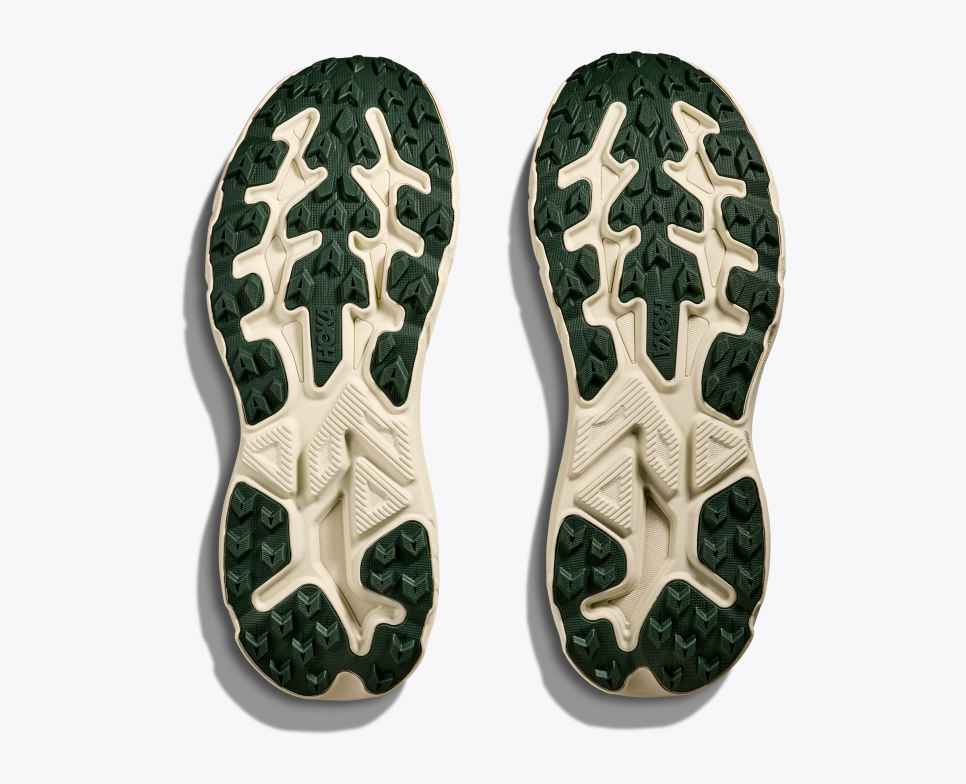 hoka challenger 8 mens green and teal trail and road running shoe bottom of shoe with grip
