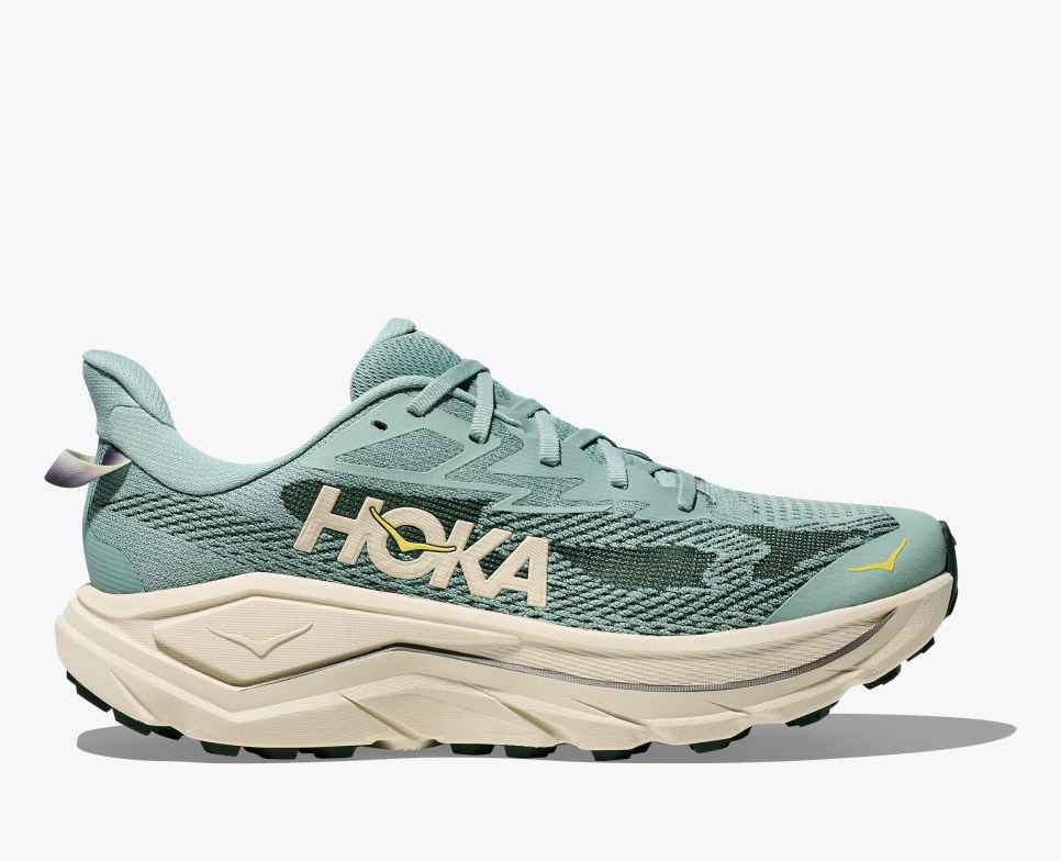 hoka challenger 8 mens green and teal trail and road running shoe