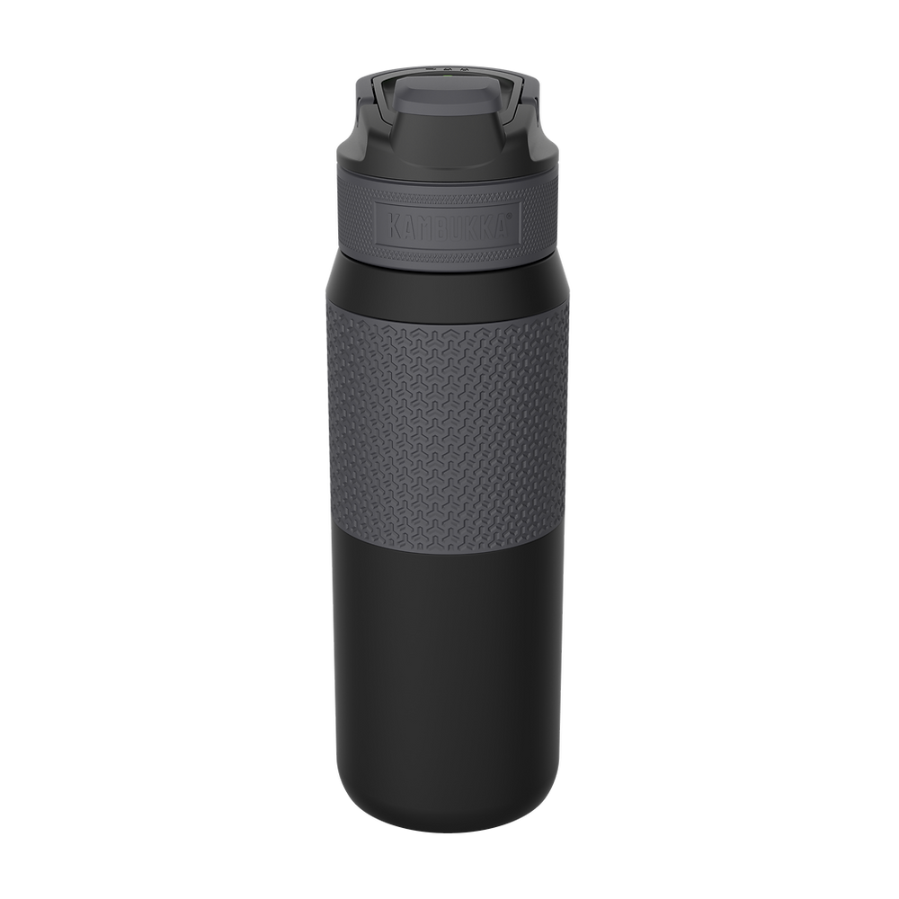 Kambukka Elton water bottle, black with grey hand grip