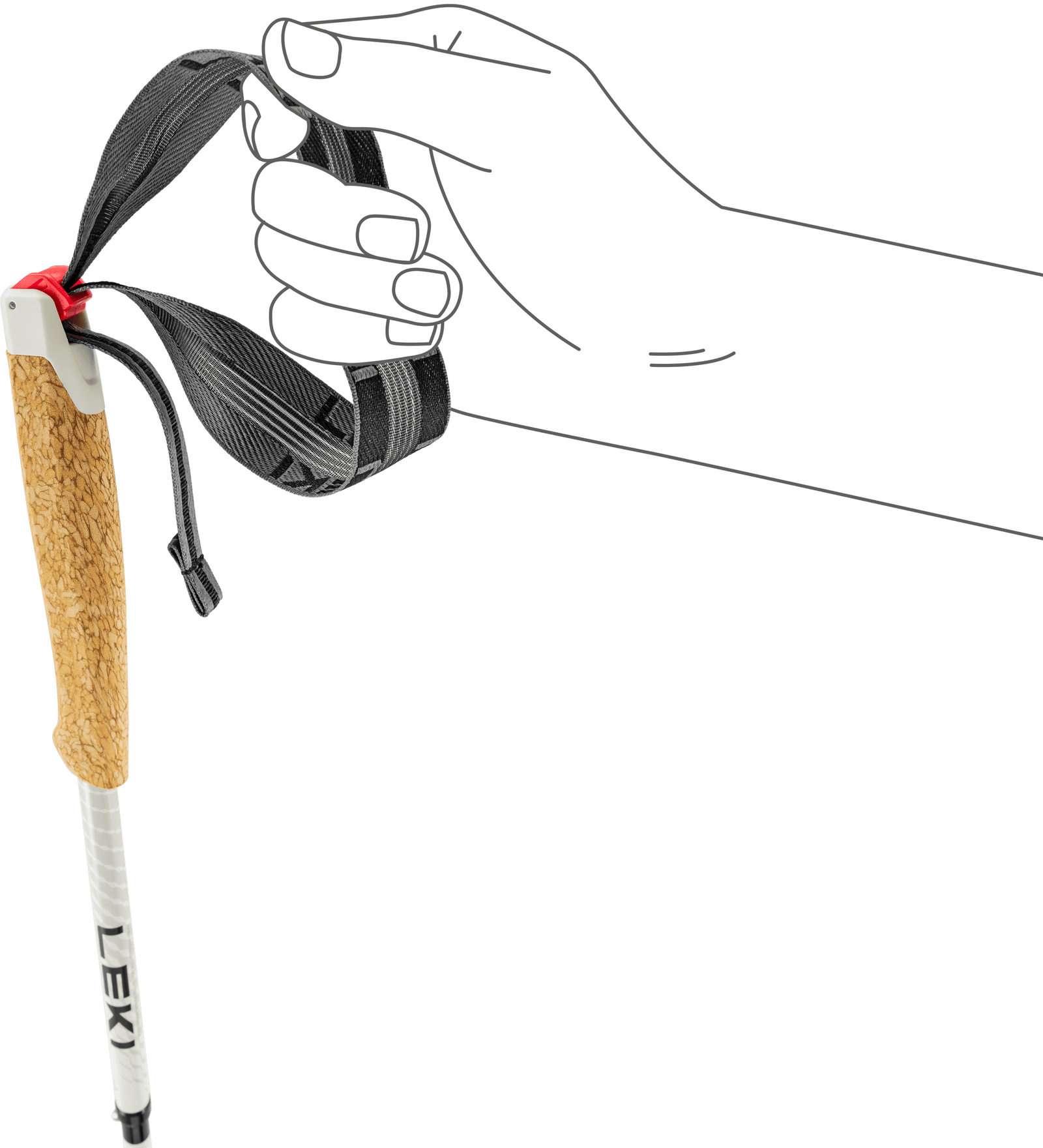 Leki Neotrail Pro FX.One Superlite Trail Running Poles, detail showing hand holding strap