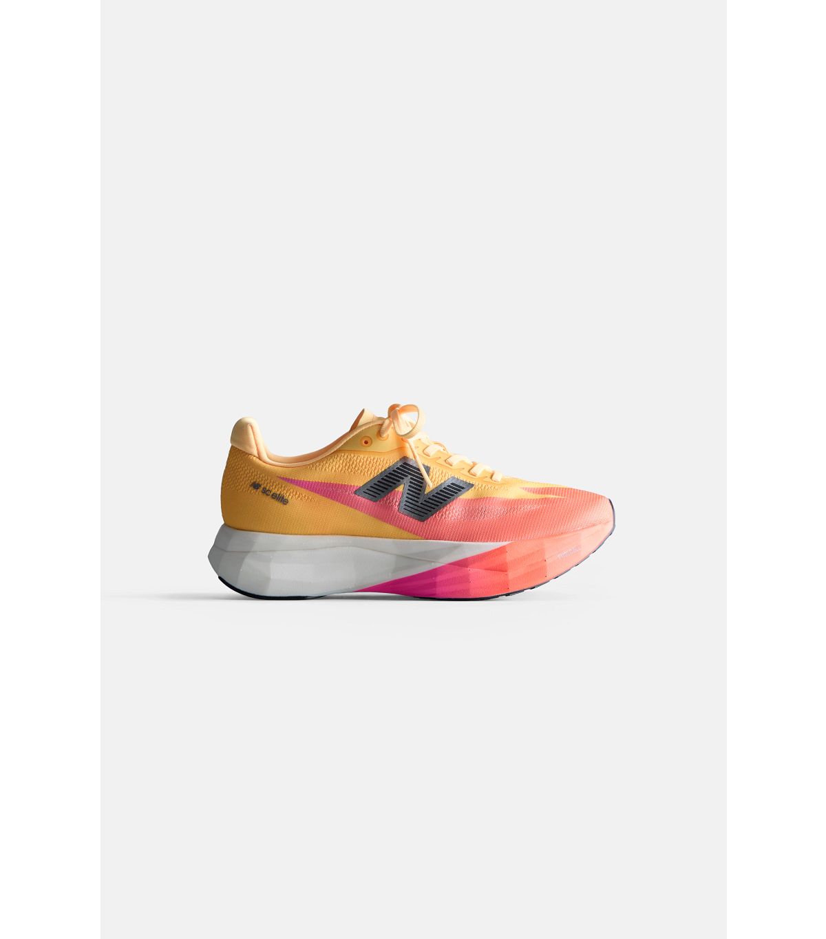 New Balance FuelCell SuperComp Elite V5 race day running shoe in tangerine colour