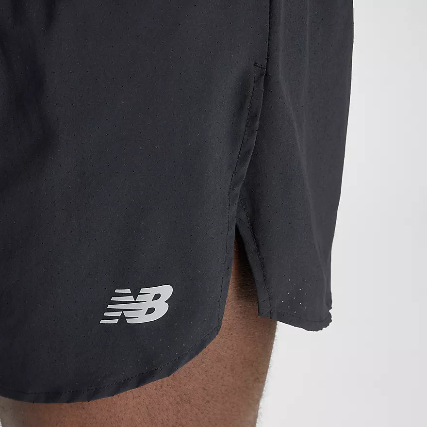 New Balance Men's RC Split Short 3" close up of slip short