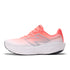 Red and white running shoe with New Balance logo on a white background