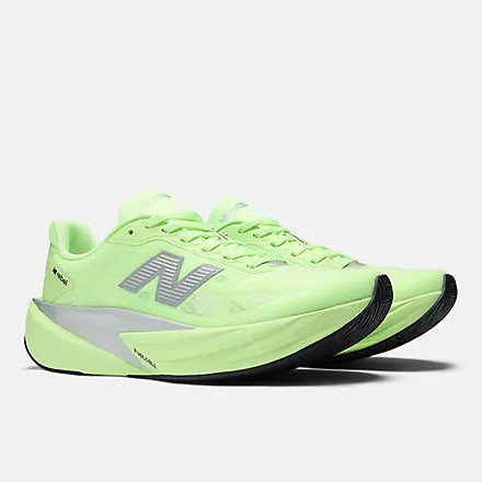 NB Rebel V5, responsive lightweight running shoe for women, lime green colour, pair side angle
