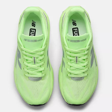NB Rebel V5, responsive lightweight running shoe for women, lime green colour, top view of pair