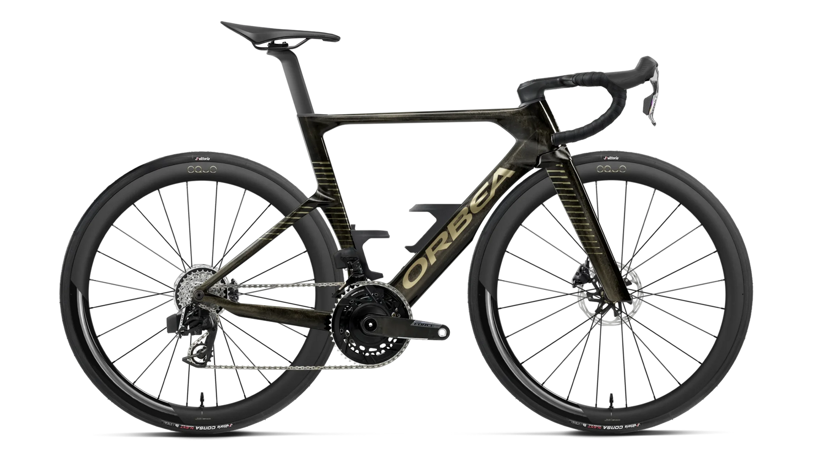 Orbea Orca Aero M21E LTD Road Bike in Magic gold and titanium colour