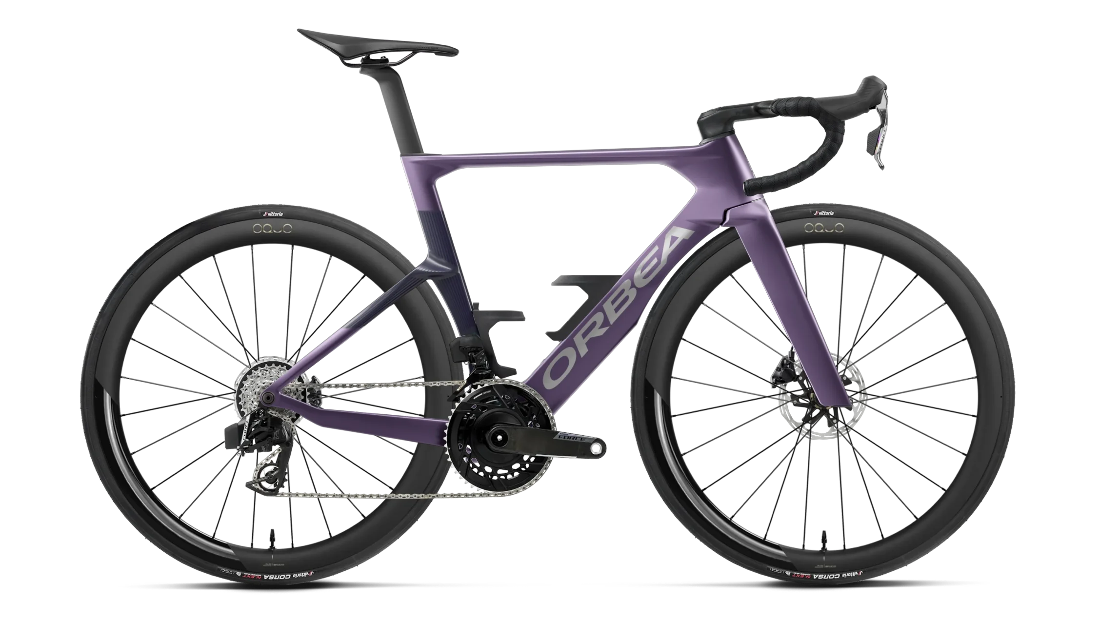 Orbea Orca Aero M21e LTD road racing bike in plum colour