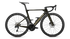 Orbea Orca Aero M30i Ltd road racing bike, side profile, in black with gold detailing