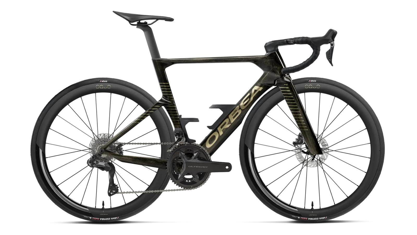Orbea Orca Aero racing bike in black with gold detail
