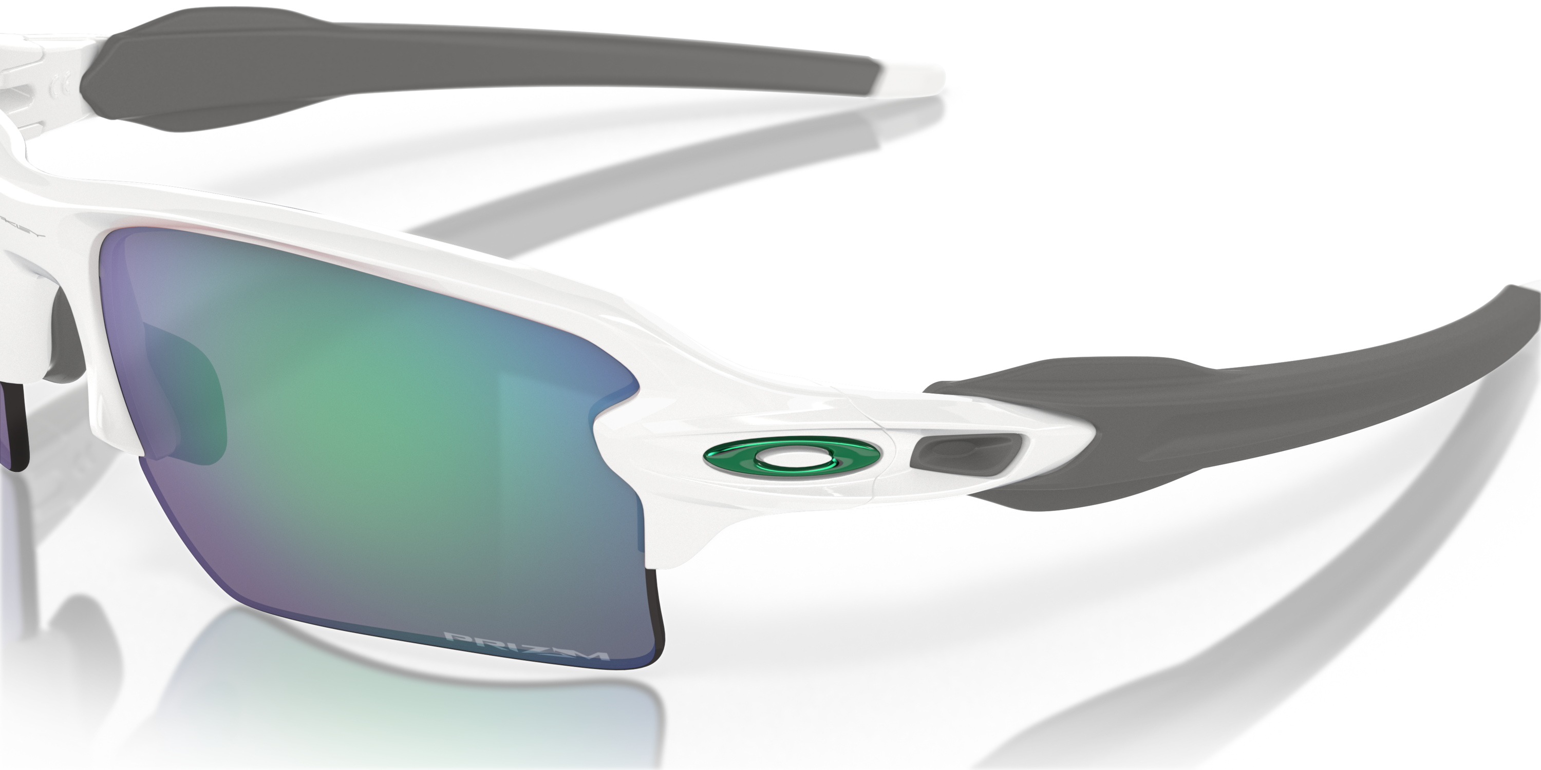 White oakley flak 2.0 xl sunglasses with green lenses