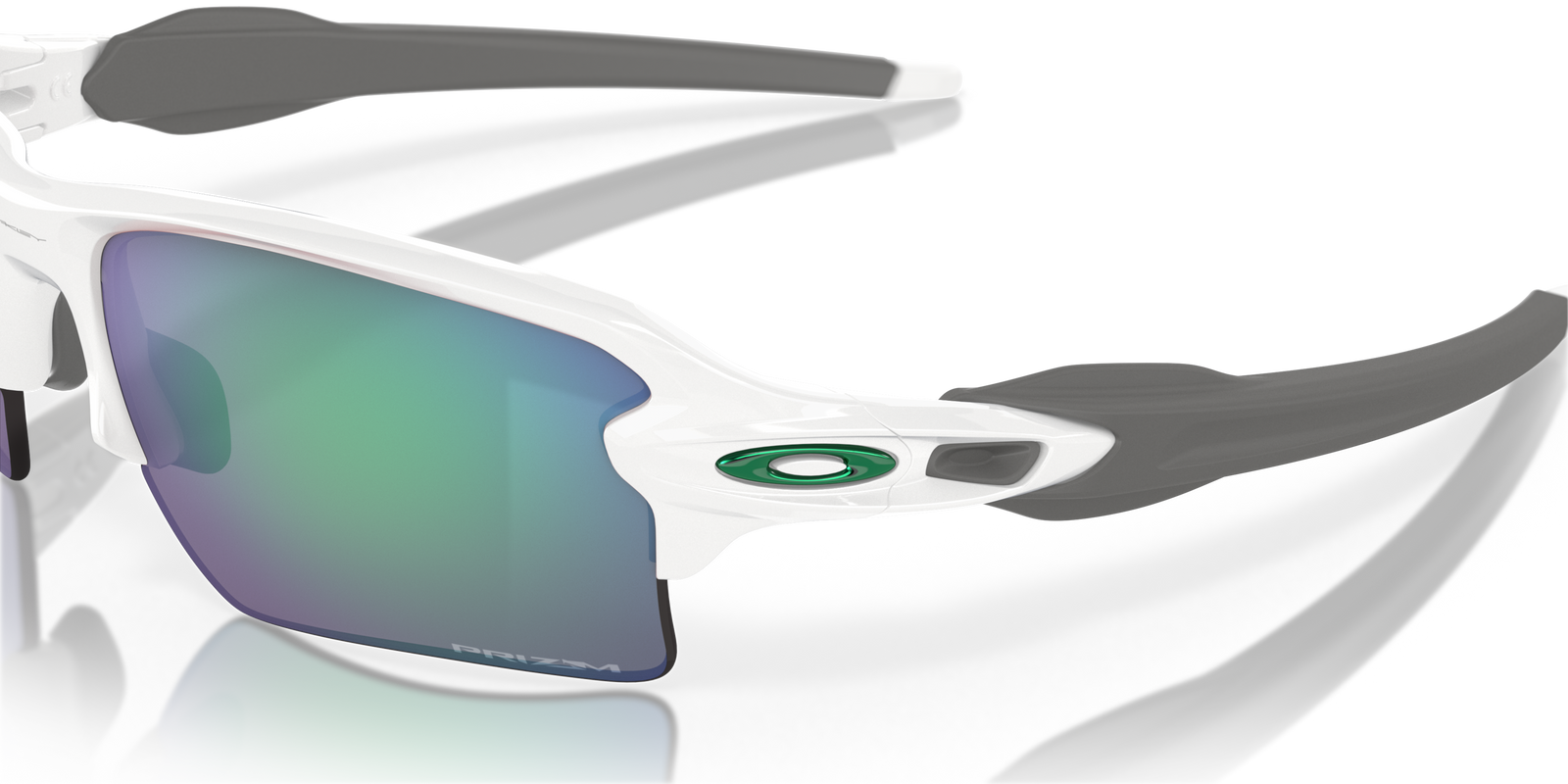White oakley flak 2.0 xl sunglasses with green lenses