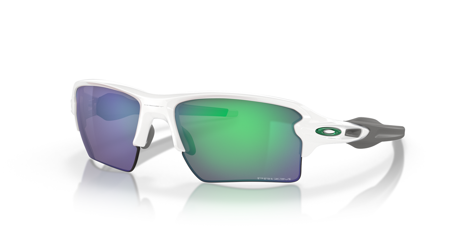 White oakley flak 2.0 XL sunglasses with green and purple lenses