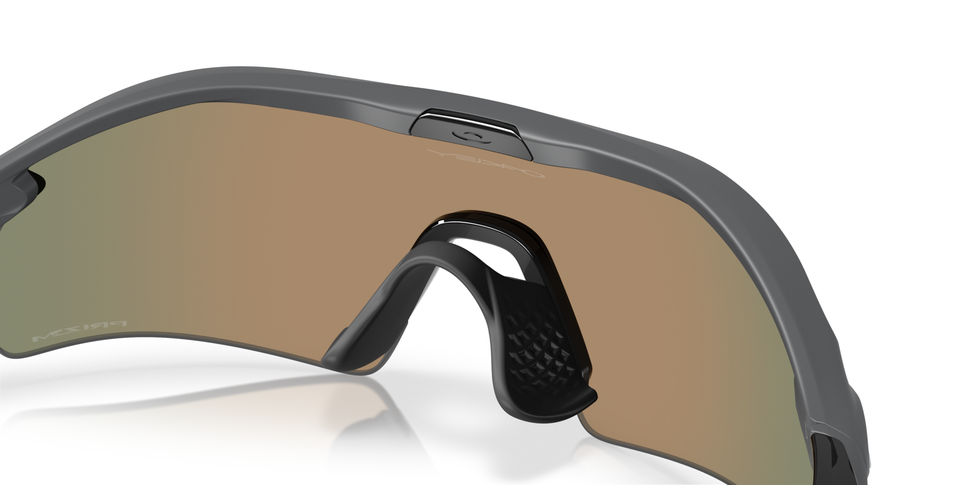Oakley radar plate prizm ruby lenses matte carbon frame back lens close up