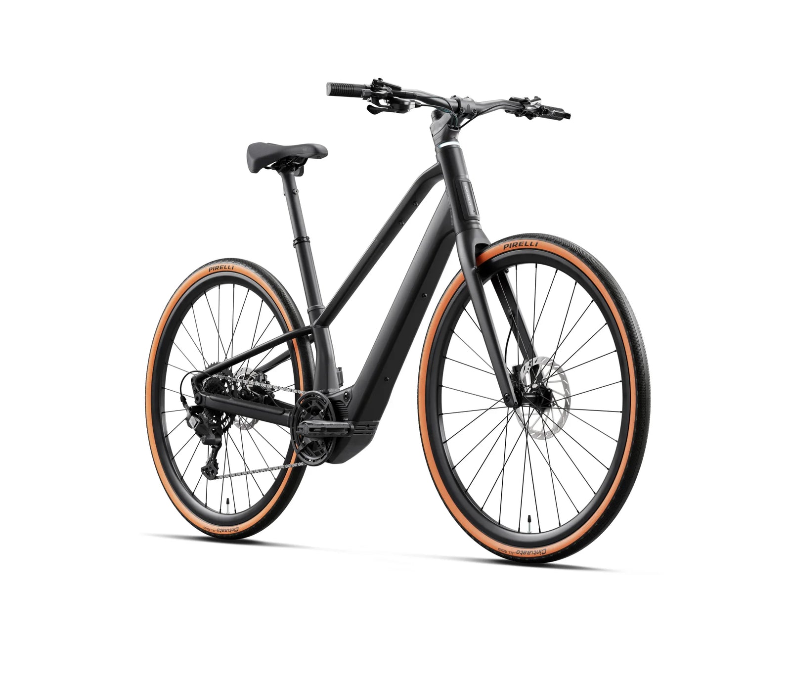 Orbea Carpe 25, electric road bike in black colour, integrated battery