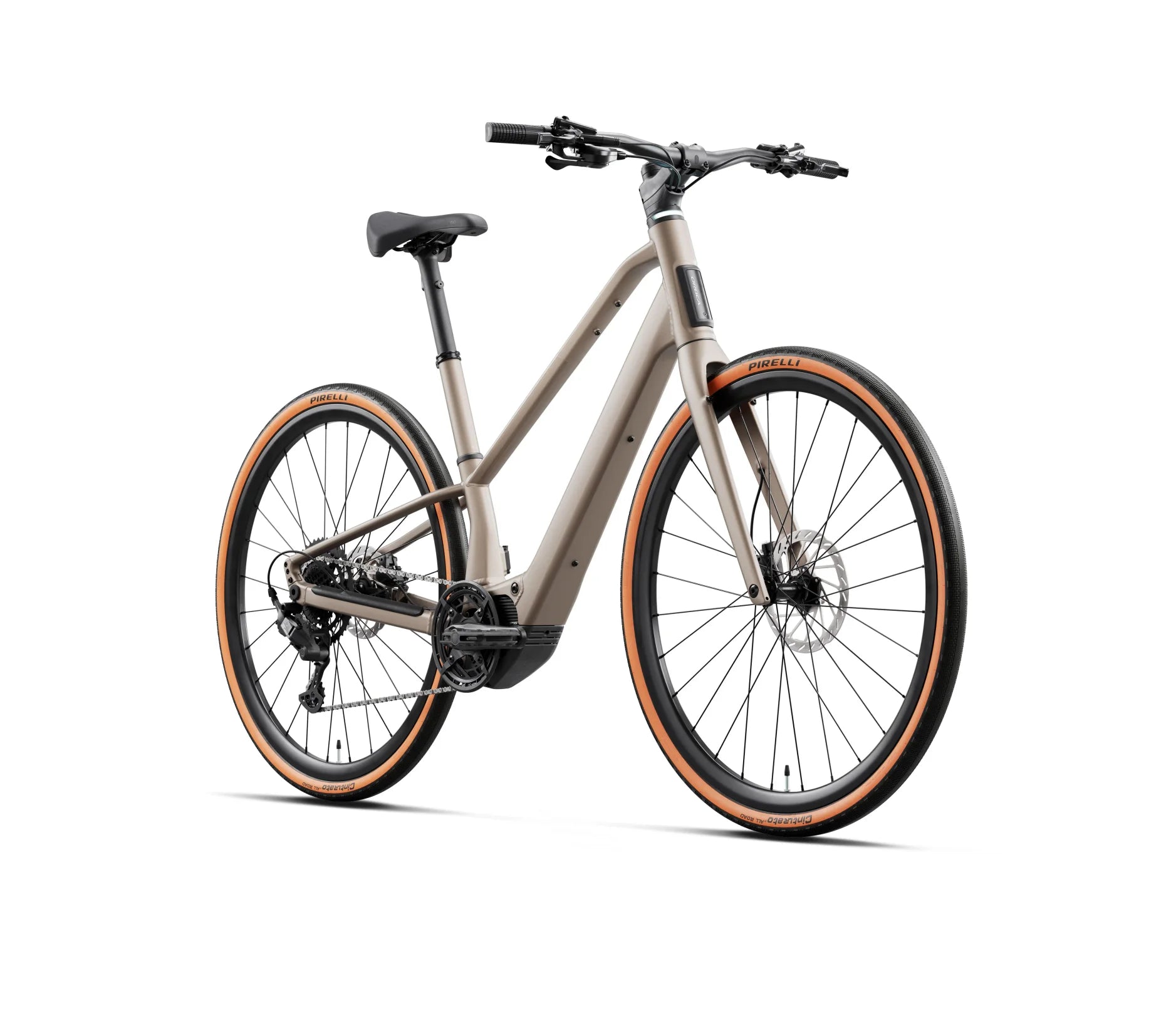 Orbea Carpe 25, electric road bike in nickel colour, integrated battery